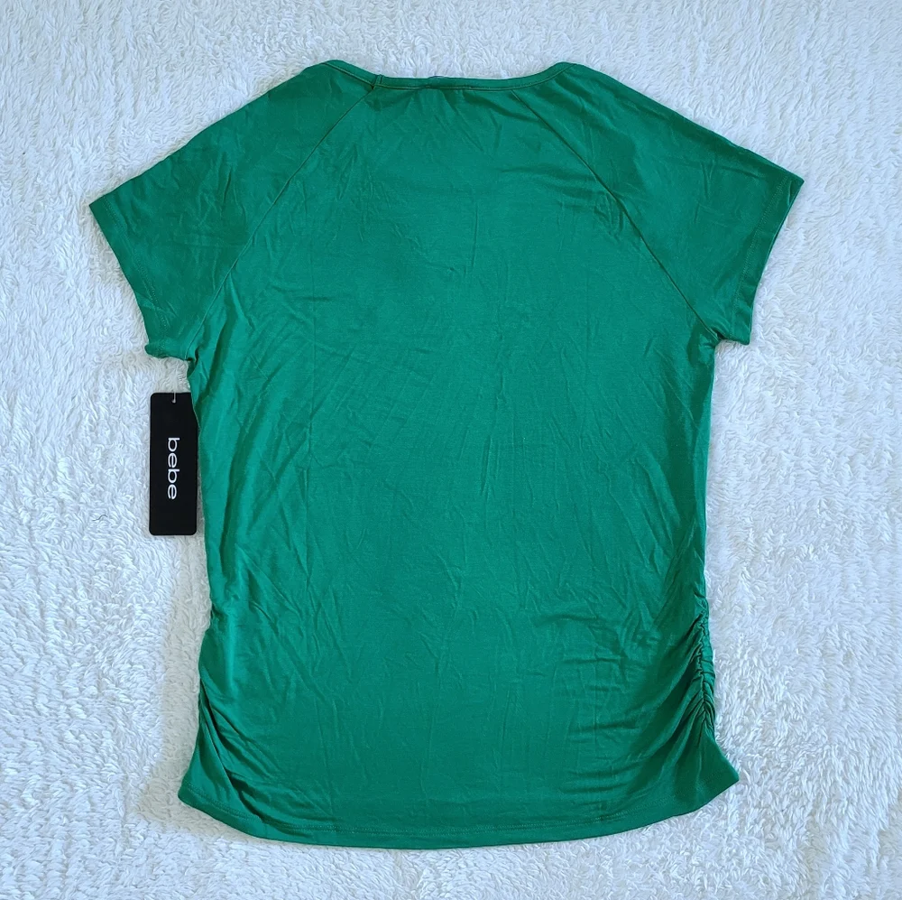 bebe Green💚 Top With Triple3️⃣ Silver🤍 Rings Detail - NWT - Picture 2 of 16